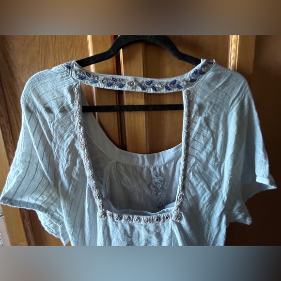 Free People pale blue gauze-cotton embellished dress - Picture 5 of 8